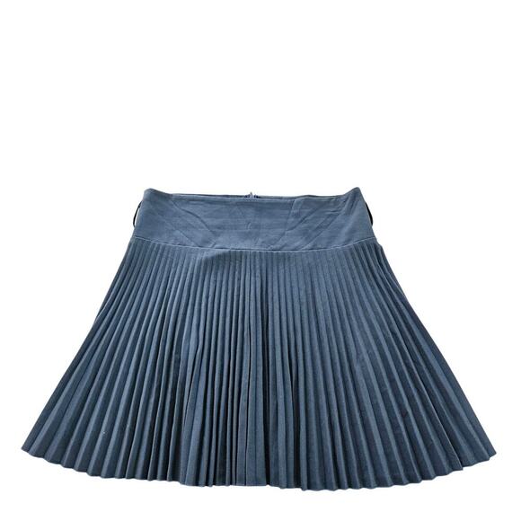 Vintage 90s Pleated Knee-Length Blue Flare High Waist Skirt. Size Large. - Picture 1 of 6